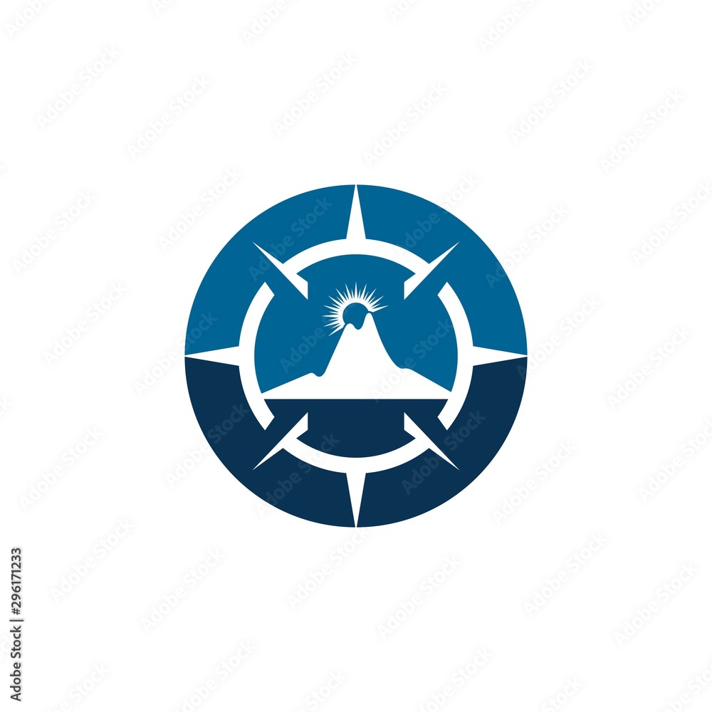 Mountain adventure logo design. Compass icon symbol