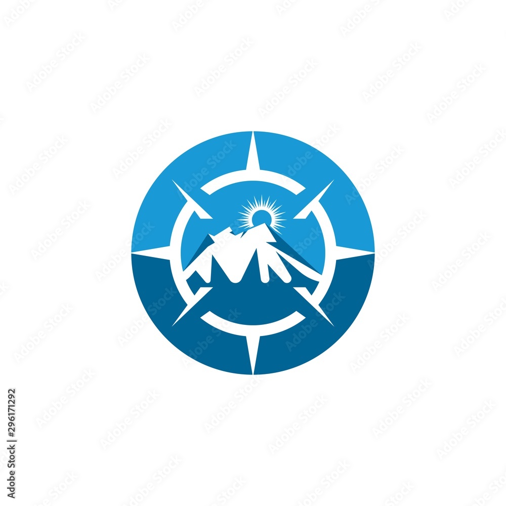 Mountain adventure logo design. Compass icon symbol Mountain adventure logo design. Compass icon symbol