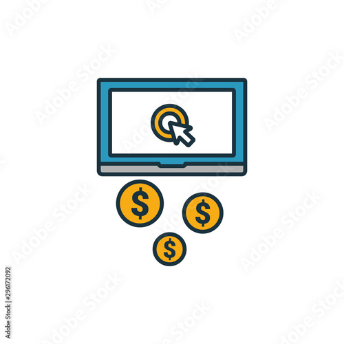 Cost Per Click icon set. Four elements in diferent styles from content icons collection. Creative cost per click icons filled, outline, colored and flat symbols