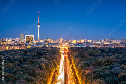 Photography Berlin skyline with Tiergarten district at night