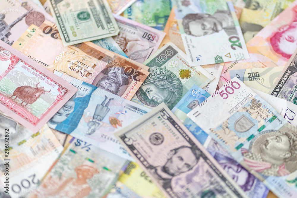 Several world countries paper bank money notes. Several world countries paper bank money notes.