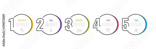 Infographic template for business process. Thin line design with numbers 5 options or steps. Vector illustration graphic design