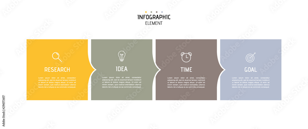 Business infographic template. Colorful circular elements with numbers 4 options or steps. Vector illustration graphic design Business infographic template. Colorful circular elements with numbers 4 options or steps. Vector illustration graphic design