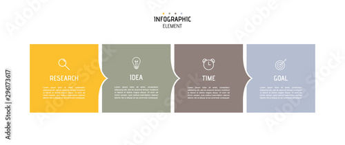 Business infographic template. Colorful circular elements with numbers 4 options or steps. Vector illustration graphic design