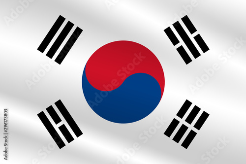 Obraz na płótnie Poznaj wymowę South Korean flag on wavy material w salonie