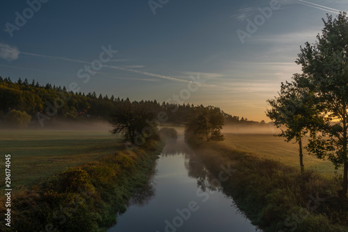 Sunrise over river Blanice in south Bohemia in autumn nice morning © luzkovyvagon.cz