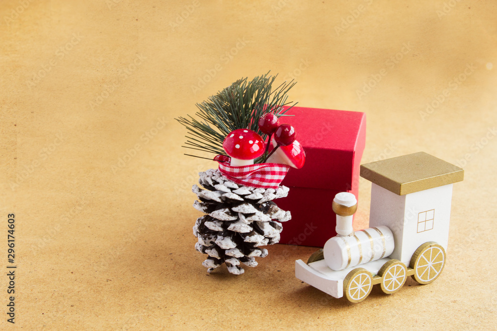 Fototapeta premium Christmas and New Year background. The traditional decor of the Christmas holidays. Place for text.