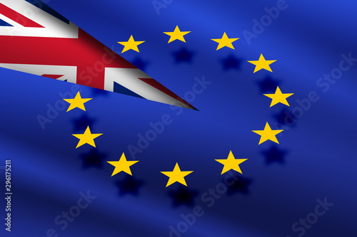 Obraz na płótnie The European Union flag on the background of the flag of Great Britain symbolizing Brexit w salonie
