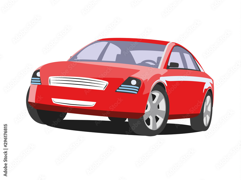 Sedan red realistic vector illustration isolated