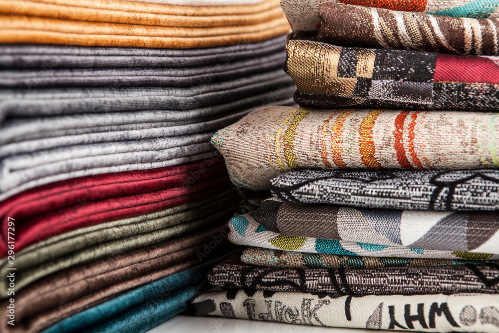 Stack of various textile materials Stack of various textile materials