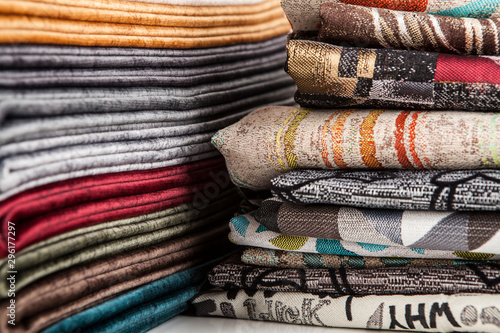 Stack of various textile materials