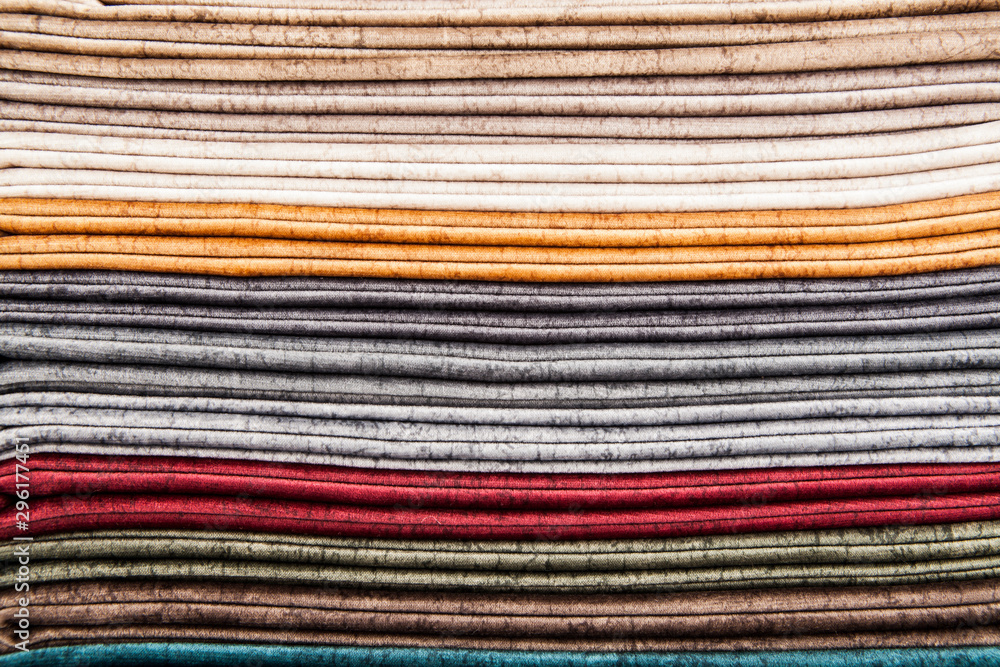 Stack of various textile materials Stack of various textile materials