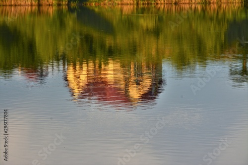 reflection of a house in water