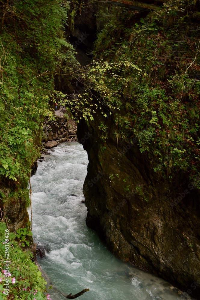 Waterfall in deep forest of mountains