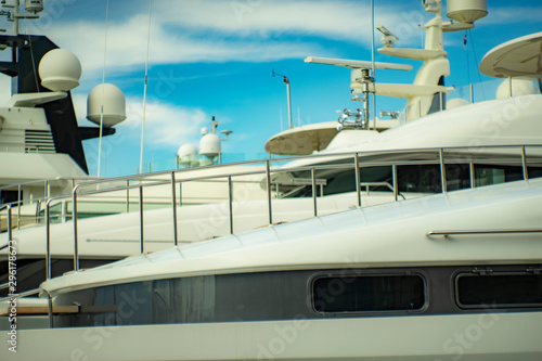 Luxury yacht, white color, detail, northern Mediterranean