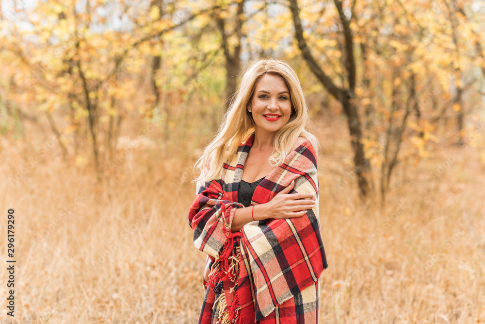 Fashionable woman in autumn time, portrait of sensuality nice woman Fashionable woman in autumn time, portrait of sensuality nice woman