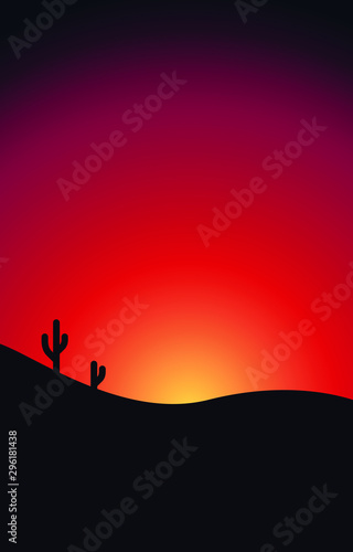 desert with cactus scenery wallpaper vector design
