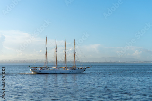 Four masts sailing ship at sea