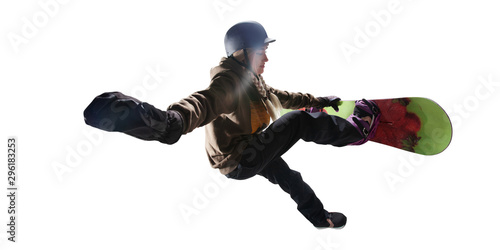 Snowboarding isolated on white.
