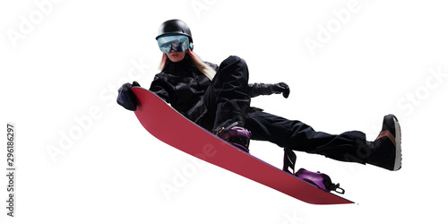 Snowboarding isolated on white.