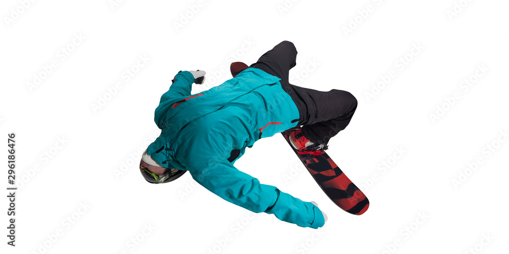 Fototapeta premium Snowboarding isolated on white.