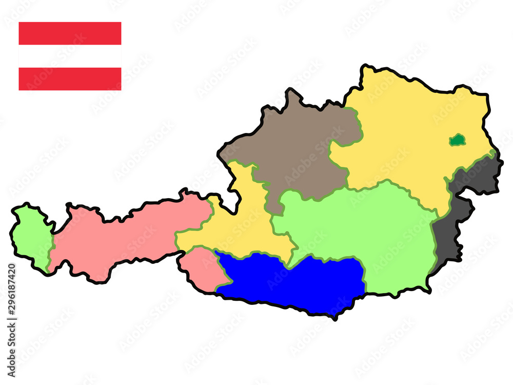 Obraz premium 3D Austria Map and Flag Vector illustration eps 10