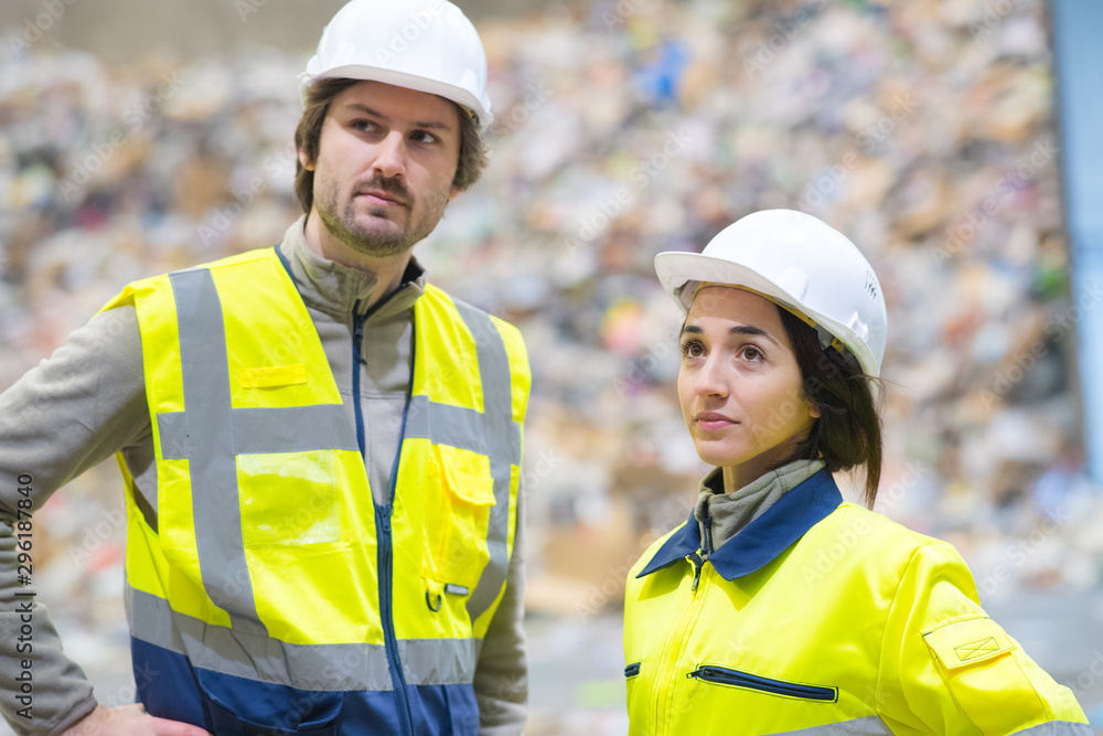 man and a woman have short meeting in a warehouse man and a woman have short meeting in a warehouse