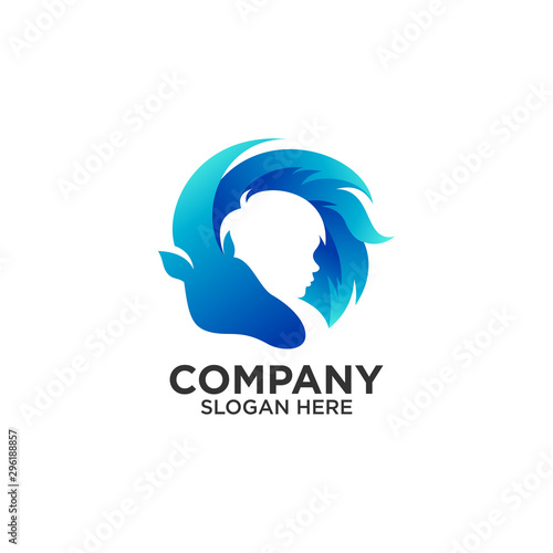 horse and child logo design template