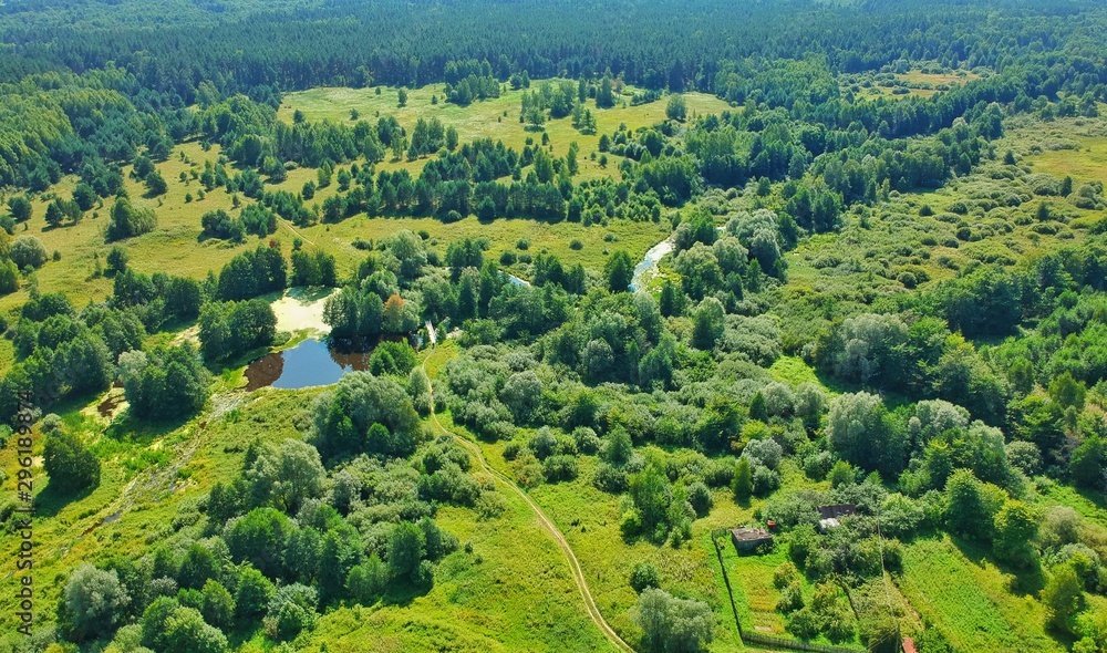 Fototapeta premium Rural summer landscape from the drone