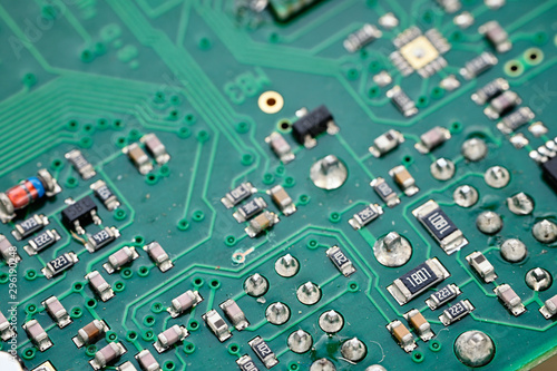 Electronic components on printed circuit board. © lapis2380