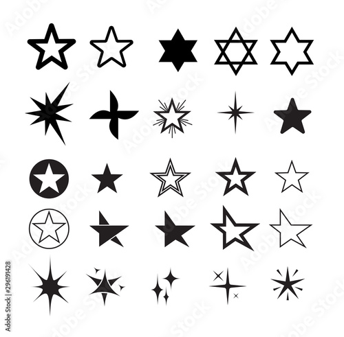 Simple star icons.Outline sparkles  shining burst. Vector symbols star isolated on white background.