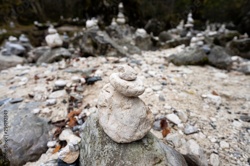 Multiple Towers of Stones in Nature © David Irlweg