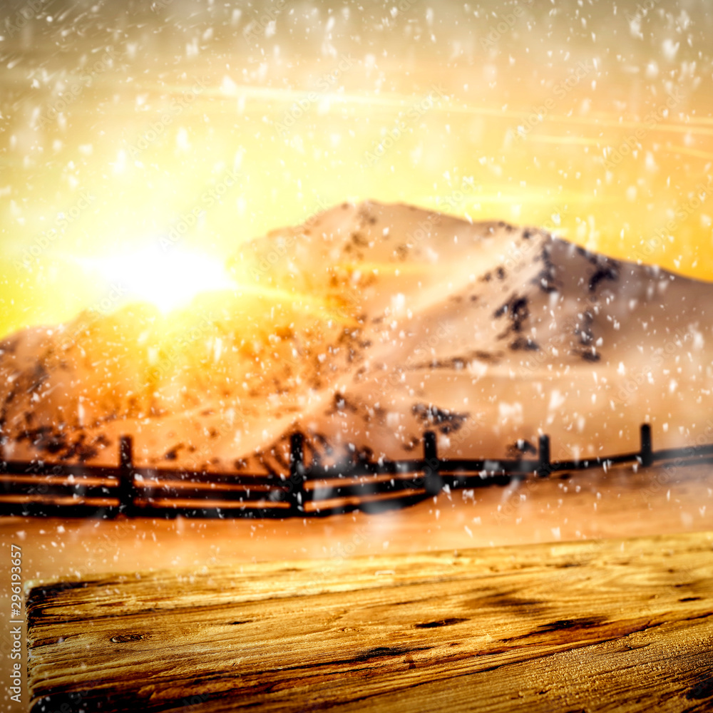 winter background of free space and snowflakes decoration 