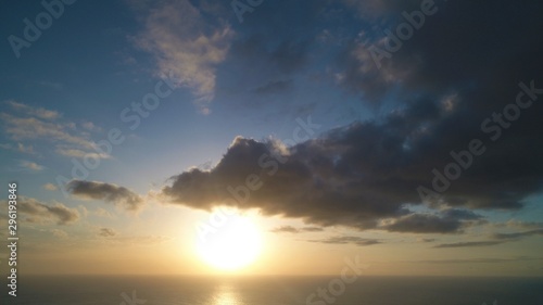 sunset stroking the clouds the sky the earth and the sea