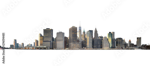 Manhattan skyline isolated on white.