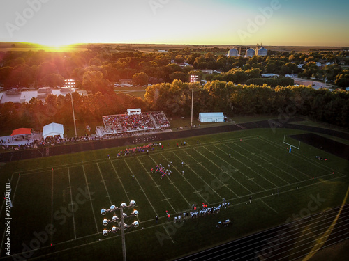 football game at sunset