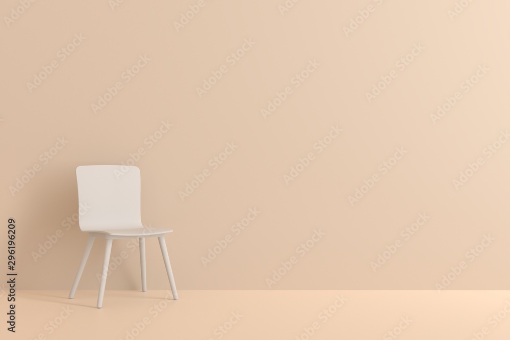 white chair in living room for interior or graphic backgrounds. Minimal style concept. pastel color style. - obrazy, fototapety, plakaty 