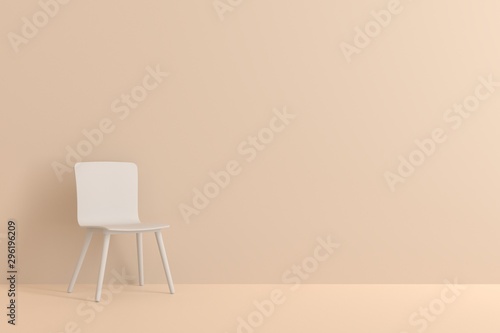 white chair in living room for interior or graphic backgrounds. Minimal style concept. pastel color style.