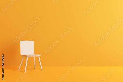 modern chair in yellow living room. Minimal style concept. pastel color style. 3D render.