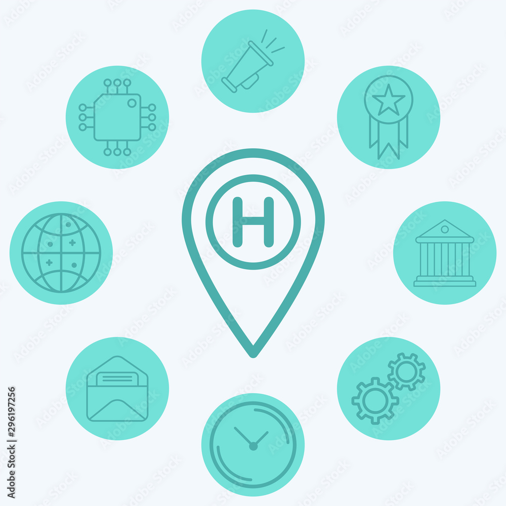 Hotel location pin vector icon sign symbol Hotel location pin vector icon sign symbol