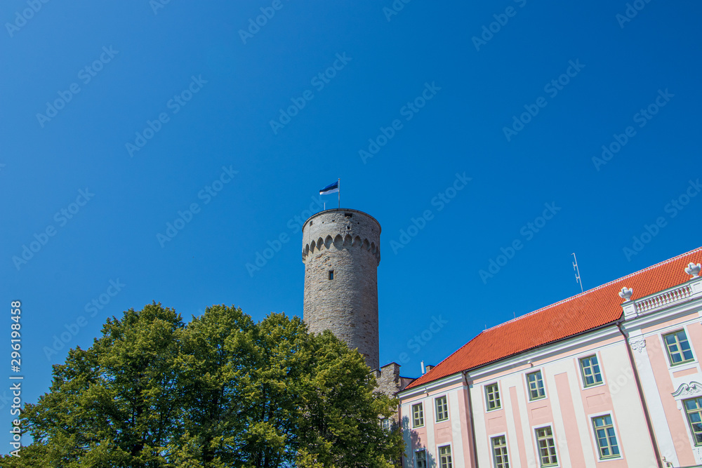 The historic Pikk Hermann tower in Tallinn, the capital of Estonia.