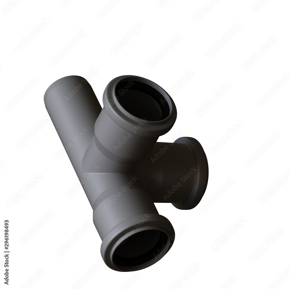 Plastic sewer pipe grey on white background, isolated. 3D rendering of excellent quality in high resolution. It can be enlarged and used as a background or texture. Plastic sewer pipe grey on white background, isolated. 3D rendering of excellent quality in high resolution. It can be enlarged and used as a background or texture.