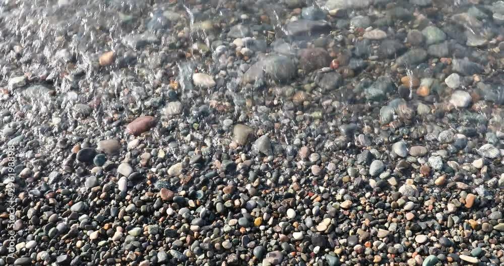 Sea Waves On A Pebbly Beach On A Summer Day. Sea Waves On A Pebbly Beach On A Summer Day.