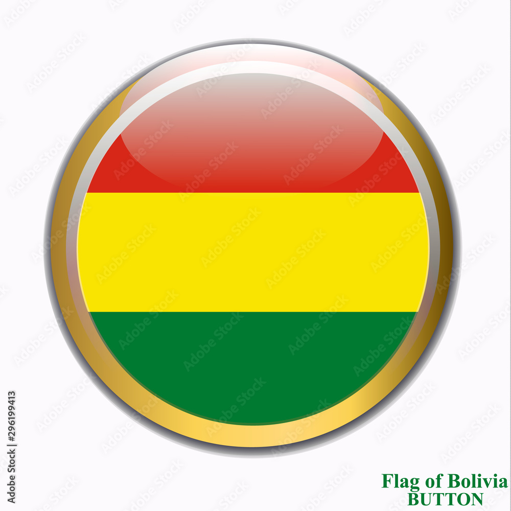 Obraz premium Bright button with flag of Bolivia . Happy Bolivia day background. Bright button with white background.