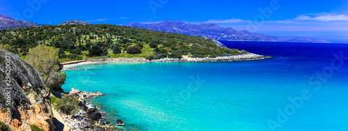 Fotografie, Obraz Most beautiful beaches of Crete island -Istron bay near Agios Nikolaos, Greece