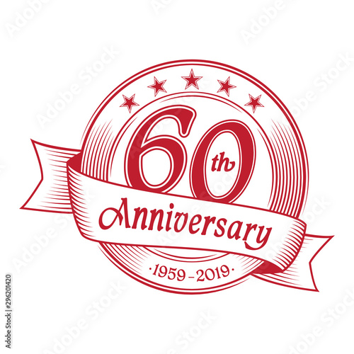 60th anniversary design template. 60 years celebration logo. Vector and illustration.