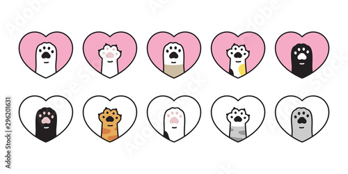 cat paw vector kitten icon footprint Heart Valentine logo symbol cartoon character illustration doodle design