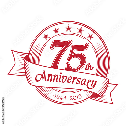 75th anniversary design template. 75 years celebration logo. Vector and illustration.