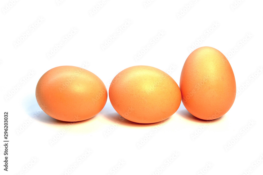 Three chicken eggs in a row Three chicken eggs in a row