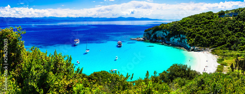 turquoise beautiful beach Voutoumi in Antipaxos island  Greece